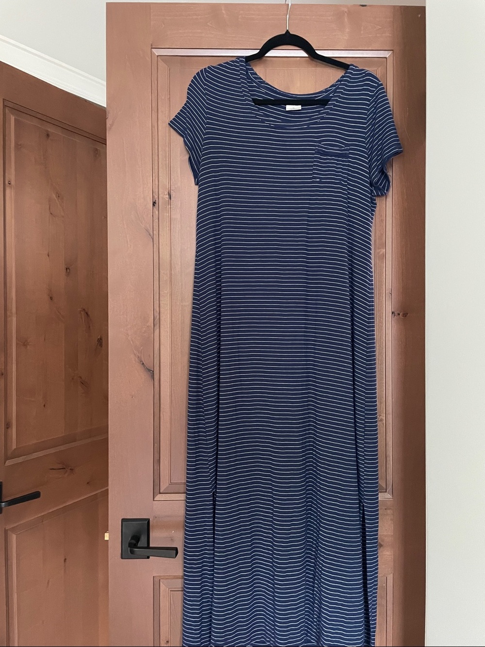 Soma Navy and White Striped Short-Sleeve Maxi Dress